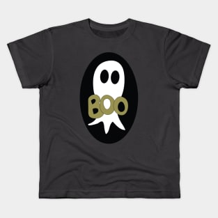 Cute Halloween ghost cartoon with BOO text Kids T-Shirt